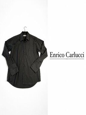 Enrico Carlucci Black Stripe Dress Shirt 16.5 L French Cuff Button Front